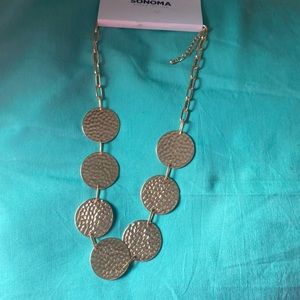 Gold circle hammer gold metal Adjustable necklace and gold chain